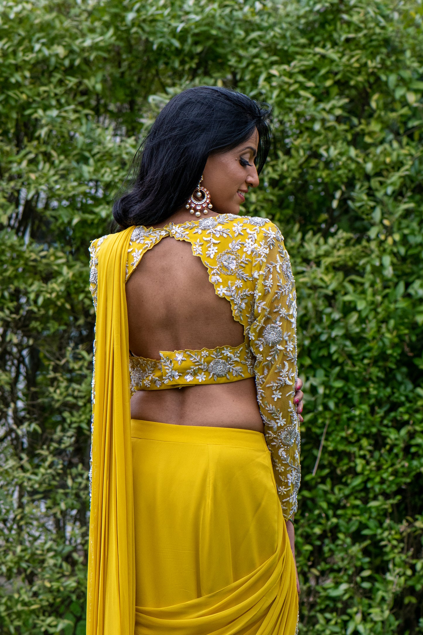 Yellow Pre-Draped Saree