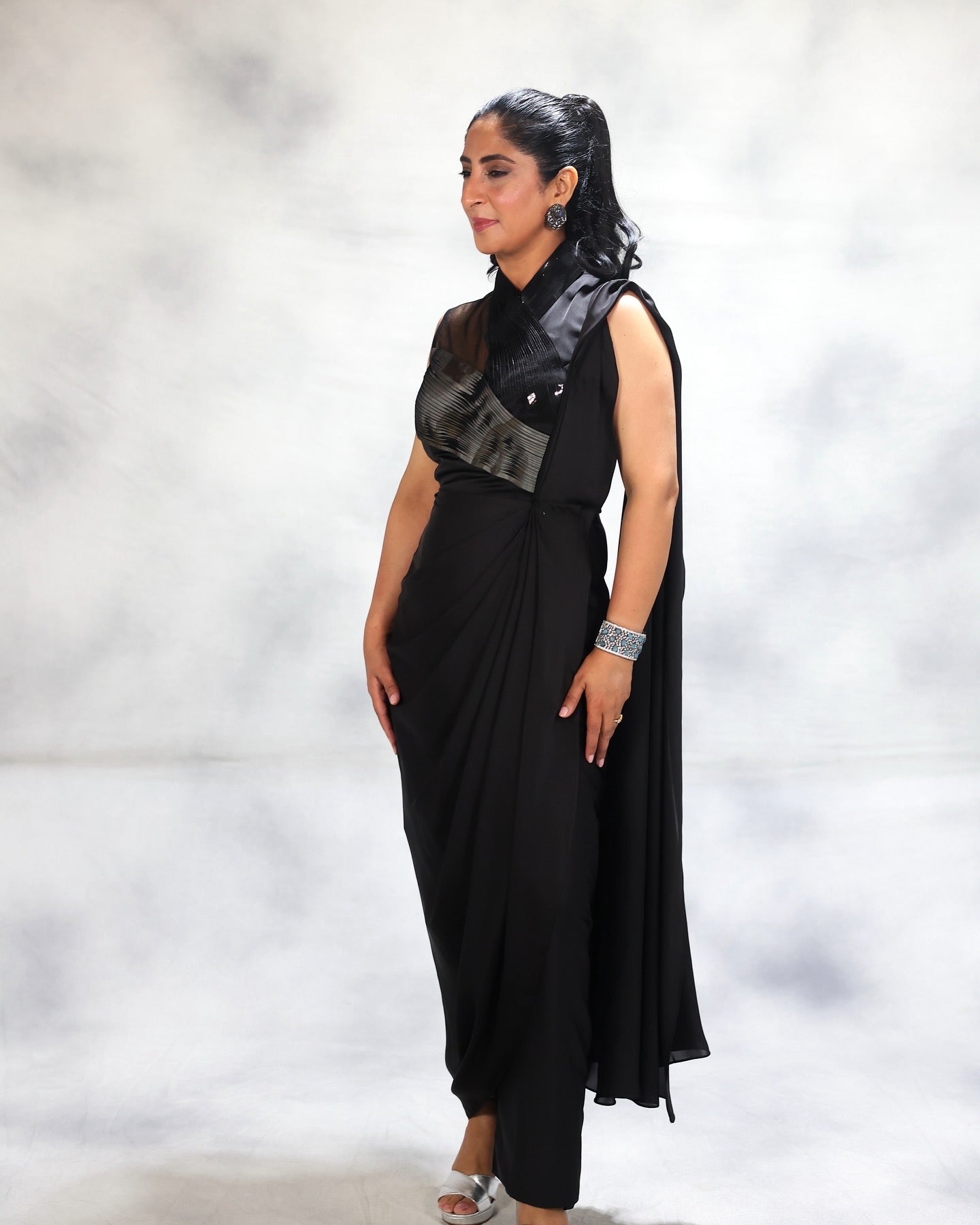 Metallica saree drape