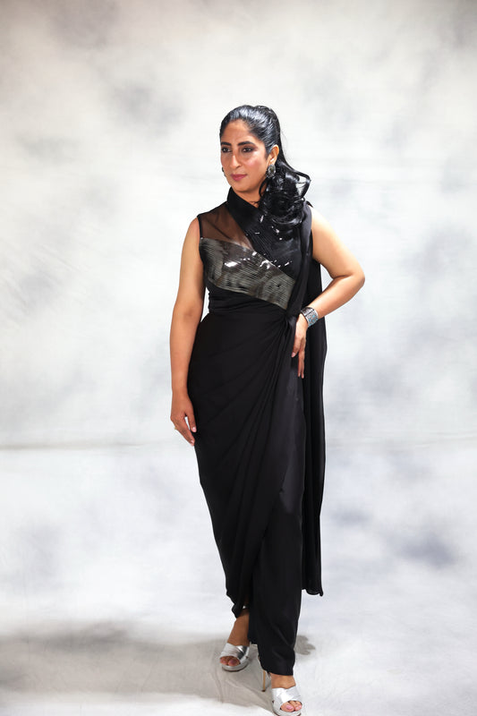 Metallica saree drape