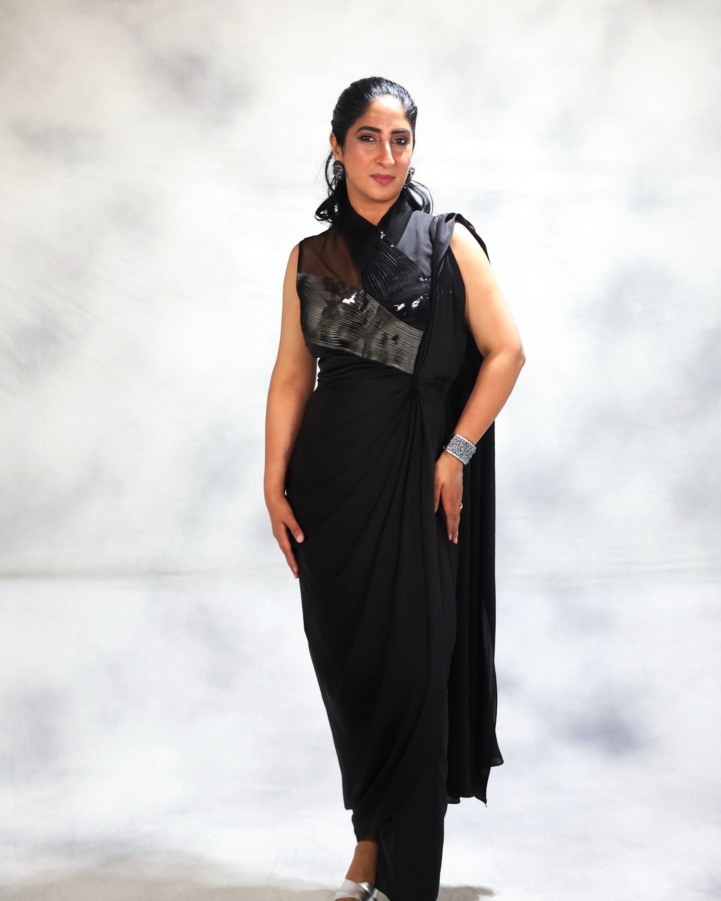 Metallica saree drape